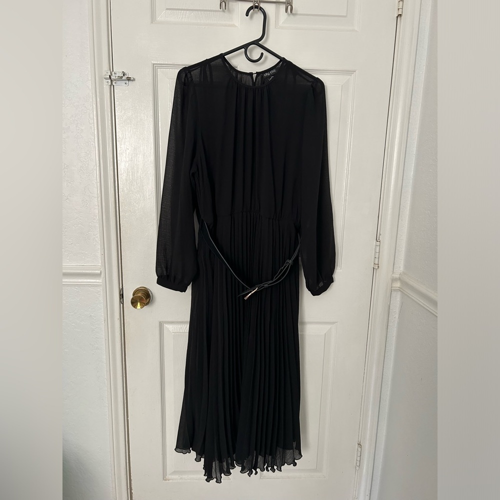 City Chic Elegant Black Long Sleeve Dress